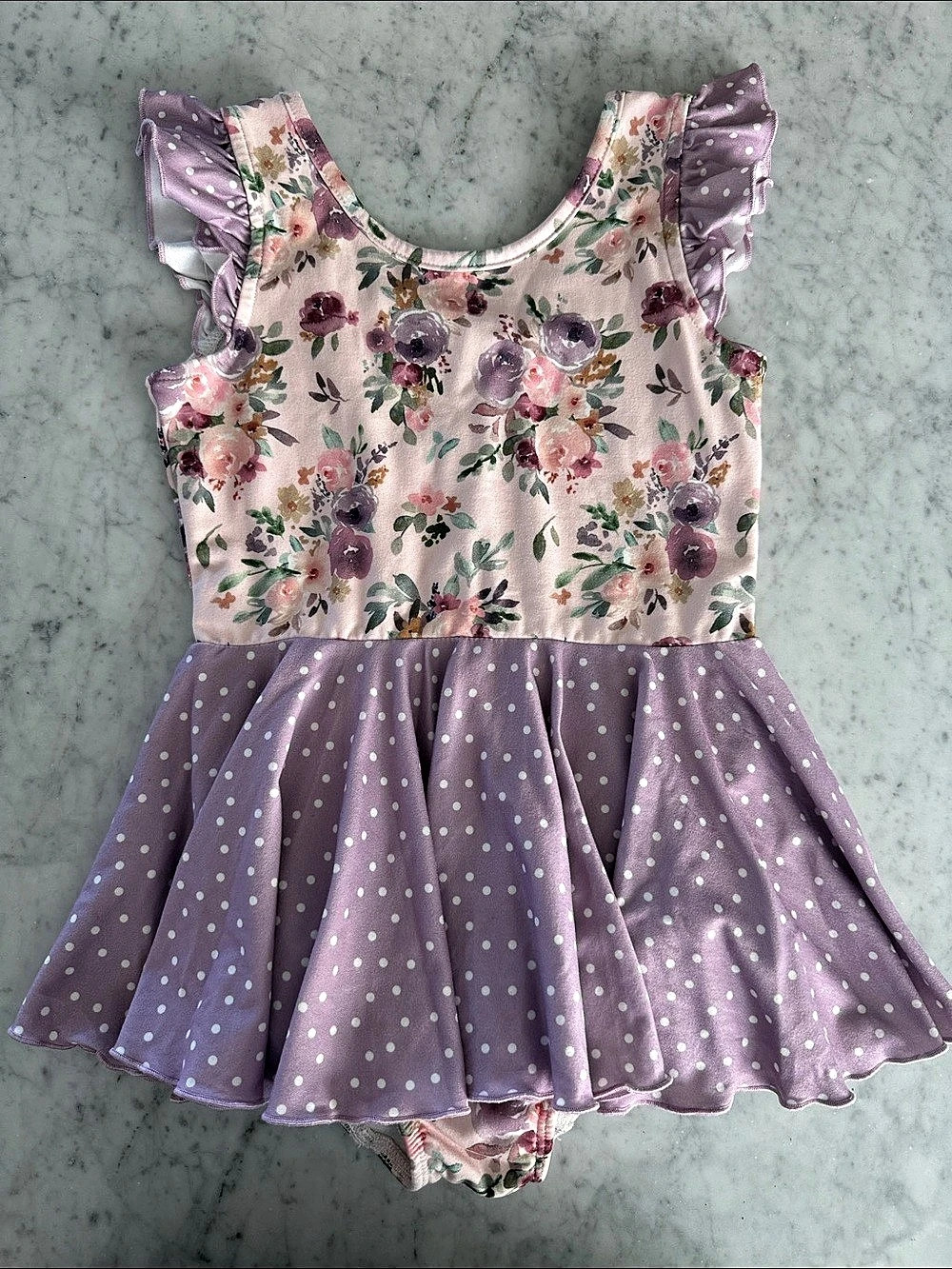 Cheeky Plum Floral Ruffle leotard 5T
